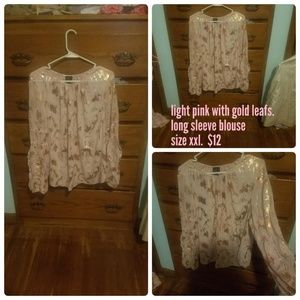 Light pink blouse with gold leafs